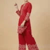 Red Printed Pure Cotton Kurta With Plazzo