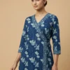 Dark Blue Women Floral Printed Kurta