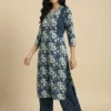 Blue Straight Printed Kurta With Pant