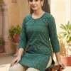 Green Printed Short Kurti