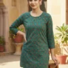 Green Printed Short Kurti