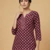 Blood Red Printed Short Kurti - Blood Red Printed Short Kurti - Kottons Blood Red Printed Short Kurti