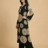 Embrace Black Geometric Design A-Line Rayon Stitched Kurta With Palazzo