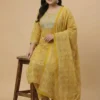 Yellow Color Beautifully Printed Plus Size Kurta with Pant and Dupatta
