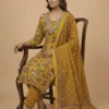 Breezy Yellow Color Beautifully Printed Jaipuri Kurta with Pant and Dupatta - Breezy Yellow Color Beautifully Printed Jaipuri Kurta with Pant and Dupatta - Kottons Breezy Yellow Color Beautifully Printed Jaipuri Kurta with Pant and Dupatta