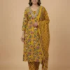 Breezy Yellow Color Beautifully Printed Jaipuri Kurta with Pant and Dupatta - Breezy Yellow Color Beautifully Printed Jaipuri Kurta with Pant and Dupatta - Kottons Breezy Yellow Color Beautifully Printed Jaipuri Kurta with Pant and Dupatta