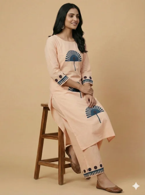 Premium Straight Geometric Printed Kurta With Plazzo