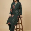 Elegant Straight Cotton Stitched Kurta With Palazzo - Elegant Straight Cotton Stitched Kurta With Palazzo - Kottons Elegant Straight Cotton Stitched Kurta With Palazzo