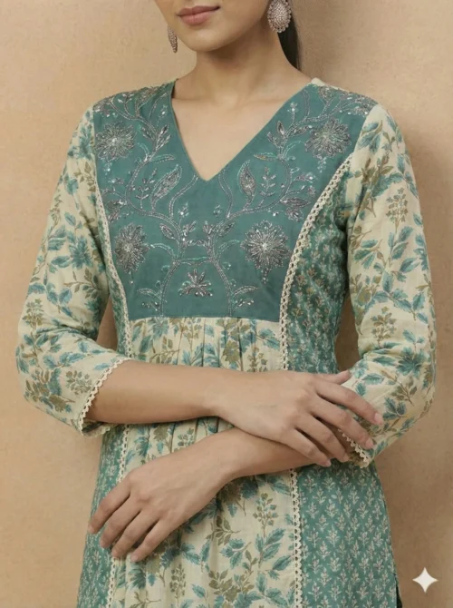 Beautifully Embroidery Straight Kurta with Bottom