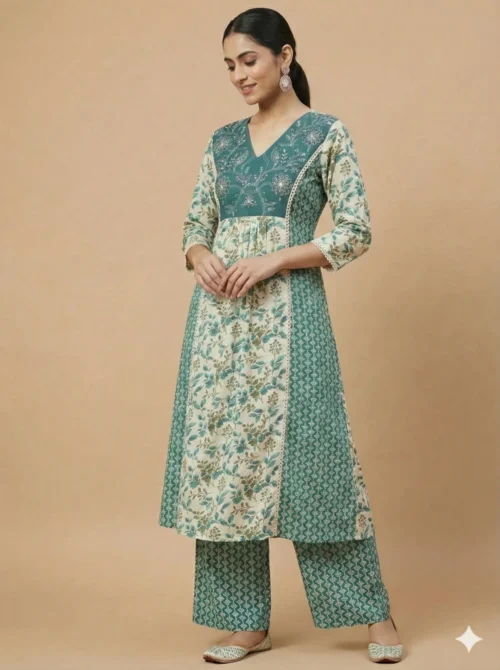 Beautifully Embroidery Straight Kurta with Bottom