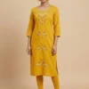 Yellow Embroidered Single Kurta