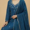 Stunning Blue Kurta with Pant and Dupatta