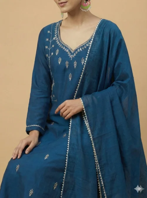 Stunning Blue Kurta with Pant and Dupatta