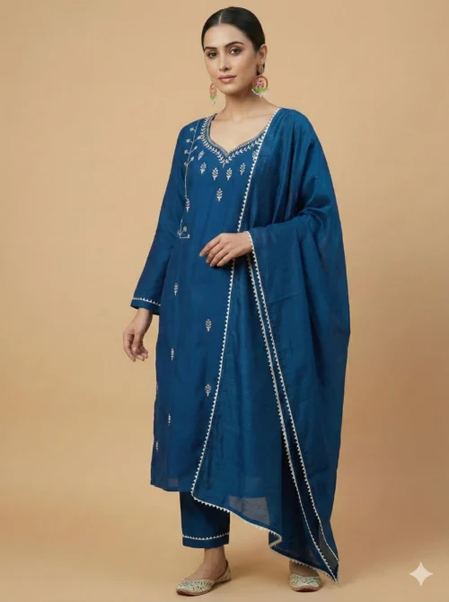 Stunning Blue Kurta with Pant and Dupatta
