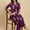 Block Printed A-Line Cotton Stitched Kurta With Palazzo