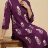 Block Printed A-Line Cotton Stitched Kurta With Palazzo