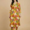 Yellow Beautiful Floral Print Kurti With Pant