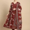 Red Anarkali Trendy Kurta with Pant and Dupatta