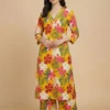 Yellow Beautiful Floral Print Kurti With Pant