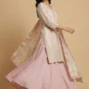 Elegant Pink Straight Kurta with Sharara and Dupatta