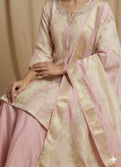 Elegant Pink Straight Kurta with Sharara and Dupatta