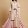 Elegant Pink Straight Kurta with Sharara and Dupatta