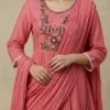 Stylish Mul Chanderi Kurta with Pant and Dupatta - Stylish Mul Chanderi Kurta with Pant and Dupatta - Kottons Stylish Mul Chanderi Kurta with Pant and Dupatta