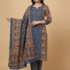 Vibrant Ethnic Designs Printed Cotton Kurta with Pant & Dupatta - Ethnic Designs Printed Cotton Kurta with Pant & Dupatta - Kottons Vibrant Ethnic Designs Printed Cotton Kurta with Pant & Dupatta