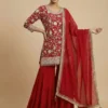 Beautiful All Over Embroidery Kurta with Sharara and Dupatta
