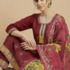Heavy Embroidery Red Kurta with Pant and Digital Dupatta