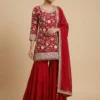 Beautiful All Over Embroidery Kurta with Sharara and Dupatta