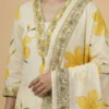 Breezy Floral Prints Elegant White Kurta and Pant with Dupatta - Floral Prints Elegant White Kurta and Pant with Dupatta - Kottons Breezy Floral Prints Elegant White Kurta and Pant with Dupatta