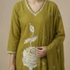 Green Embroidery work Straight Trendy Kurta with Pant