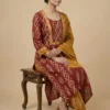 Embrace Orange Mirror Work Kurta with Trousers & Dupatta