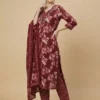 Stunning Red Color Beautifully Floral Printed Jaipuri Kurta with Pant and Dupatta - Red Color Beautifully Floral Printed Jaipuri Kurta with Pant and Dupatta - Kottons Stunning Red Color Beautifully Floral Printed Jaipuri Kurta with Pant and Dupatta