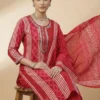 Breezy Women Pink Printed Kurta with Pant & Dupatta
