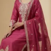 Beautiful Lace Work Pink Kurta with Pant and Dupatta