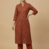Pure Cotton Printed Red Kurta with Pant & Dupatta - Pure Cotton Printed Red Kurta with Pant & Dupatta - Kottons Pure Cotton Printed Red Kurta with Pant & Dupatta