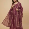 Beautiful Neck Embroidery Purple Kurta with Pant and Dupatta