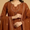 Elegant Rust Mirror Work Kurta with Palazo & Dupatta