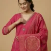 Elegant Pink A-Line Kurta with Palazzo and Dupatta