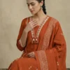 Pure Premium Cotton Ikkat Printed Beautiful Neck Kurta With Palazzo And Dupatta