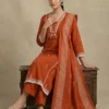 Pure Premium Cotton Ikkat Printed Beautiful Neck Kurta With Palazzo And Dupatta
