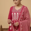 Elegant Front Pleats Pink Kurta with Beautifully Printed Palazo & Dupatta