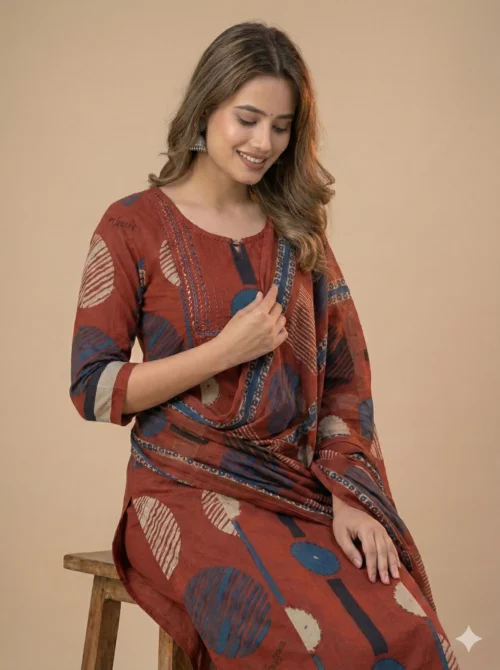 Beautiful Cotton Kurta Patch Work with Plazo and Dupatta
