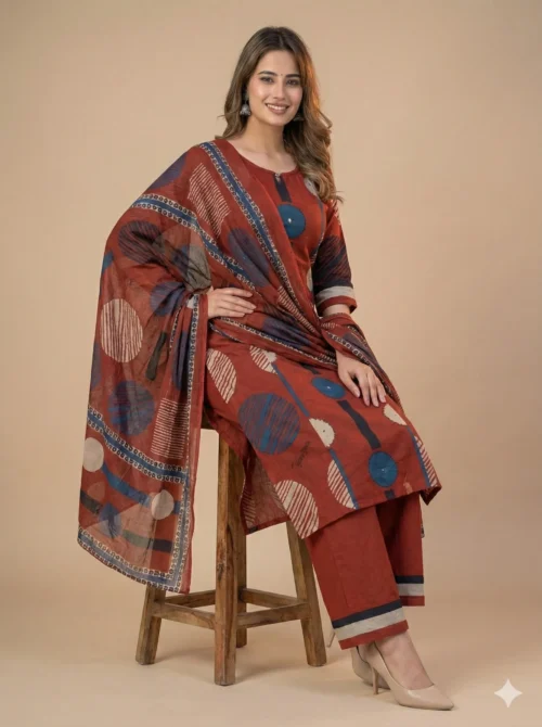 Beautiful Cotton Kurta Patch Work with Plazo and Dupatta