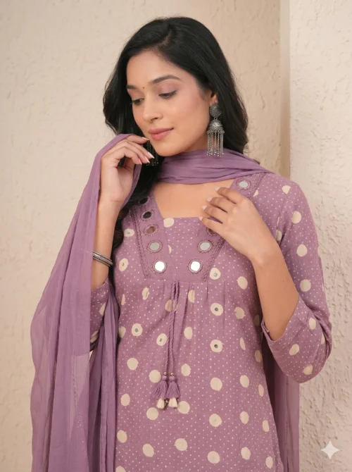 Real Mirror and Beads Work Kurta with Dupatta and Pant