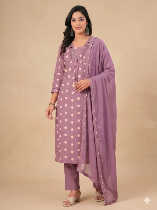 Real Mirror and Beads Work Kurta with Dupatta and Pant