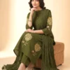 Premium Cotton Green Color Kurta Set with Rose Embroidery & Dupatta