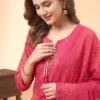 Women's Pure Cotton Bandhani Kurta Set with Palazzo & Dupatta
